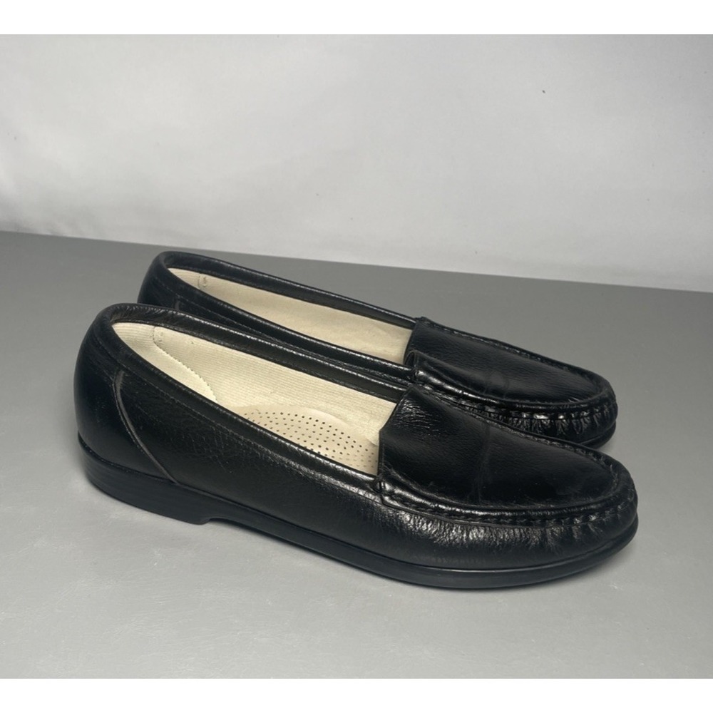 SAS Simplify Tripad Comfort Slip On Black Leather Loafers Women's Size 8S Narrow